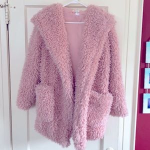 POL light pink teddy bear coat with hood